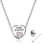 Always in My Heart Urn Necklace for Ashes Birthstone Cremation Jewelry Keepsake Holder Memorial Locket Necklace Pendant