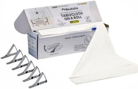 Neatalia 54 Inch X 120 Feet White Plastic Table Cover Roll | Disposable White Plastic Table Cloth Roll with Slide-Cutter - Great for Parties and Banquets