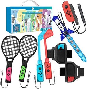 SGYETN-Switch 9-in-1 Somatosensory Accessories Set Games : Nintendo Switch Sports for 2022 Mario Golf Super Rush,Wrist & Leg Strap for Joycon,Sword and Mario Tennis aces