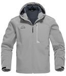 BGOWATU Men's Fleece Lined Softshell Jackets Full Zip Hooded Waterproof Outdoor Hiking Winter Snow Coat Light Grey L