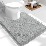 smiry Non-Slip Toilet Mat Extra Soft Absorbent Pedestal Mat for Toilet Thick Shaggy Chenille Bath Mat Machine-Washable Dry Bathroom Floor Mat, 50 x 60 cm, Grey