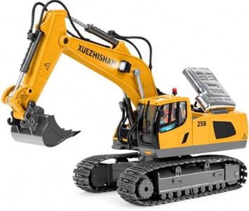 KidsFaves Remote Control Excavator Toys for Boys Realistic Metal Bucket