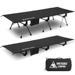 OneTigris SUPRANUBIS Camping Cot, Height Adjustable with Cot Leg Extenders, Strong Support 330lbs, Portable Folding Bed for Camping, Hiking, Travel, Truck, Beach, Office Nap (Black)