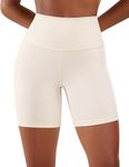 CRZ YOGA Women's Naked Feeling 6'' Gym Shorts - High Waisted Cycling Shorts Yoga Workout Running Spandex Shorts White Apricot 12