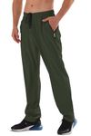 Men's Elastic Waist Hiking Pants Water Resistant Quick-Dry Lightweight Outdoor Sweatpants with Zipper Pockets, Armygreen, Small