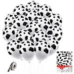 25PCS Cow Balloons With Ribbon Funny Cow Print Balloons For Party Farm Themed Birthday Party Supplies for Kids Birthday Party Favor Supplies Cow Birthday Decorations