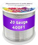 20Gauge Silver Aluminum Crafts Wire 400FT, for Jewelry Crafting, Gemstone Metal Coiling, Sculpting, Armature, Jewelry Making Beading Floral Soft DIY Metal Craft Art Wires Colored and Soft