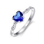 Bonlavie 1.35ct Heart Cut Created Blue Sapphire Wedding Ring for Women Engagement Promise Ring 925 Sterling Silver Size S