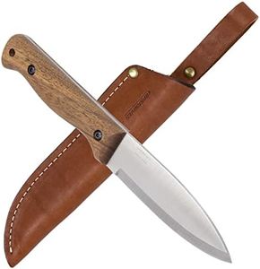 BPS Knives B1 SSH- Stainless Steel Bushcraft Knife With Leather Sheath - Camping Knives - Outdoor Full Tang Fixed Blade Knife - Handmade Camp Knife - Survival Tactical Knife