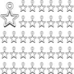 Hicarer 150 Pieces Star Charms Pentagram Silver Plated Pendant Tibetan Mini Star Dangle Charms for Charms DIY Bracelets Necklace Jewelry Making Craft Supplies, alloy