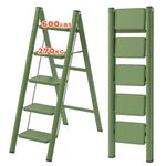 JOISCOPE 5 Step Ladder 270 KG Load Capacity Folding Step With Anti Slip Wide Treads, Lightweight Folding Ladder, Portable Foldable Stool, Multifunctional Step Ladder for Indoor/Outdoor, Green