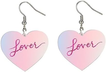 Tyniffer Pink Heart Earrings Lover heart earrings dangle Taylor Lover Earrings Arylic TS Lover heart Shaped Earrings Eras Tour Concert Gifts for Swiftie Fans, Acrylic, No Gemstone