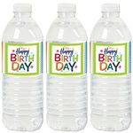 Big Dot of Happiness Cheerful Happy Birthday - Colorful Birthday Party Water Bottle Sticker Labels - Set of 20