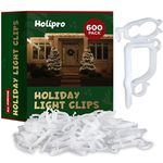 All-Purpose Holiday Light Clips [Set of 600] Christmas Light Clips, Outdoor Light Clips - Mount to Shingles & Gutters - Works with Mini, C6, C7, C9, Rope, Icicle Lights - No Tools Required - USA Made