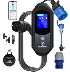 StromPuls 7.5 kW Portable EV Charger, Smart App, 1 Phase, 2.6inch Large Screen, IP65, 6 Meter TPU Cable, Adjustable Amp, Bag,Wall Holder Clips,Emergency Earthing off option, 5 Years Warranty* (Bundle)