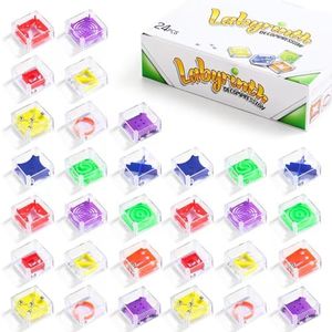 24 Pcs Balance IQ Maze Game，Mini Maze Cube Puzzle Box 3D Brain Maze Toy Puzzles Party Favor Games, Ideal Prizes Gifts for Kids and Adults