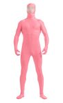 lucky baby store Boys' Mens Full Body Open Face Spandex Lycra Unitard Mask Zentai Costume Bodysuit (XL, pink)