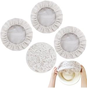 4 Pack 10″ Bowl Covers for Bread Proofing with Plastic Liner, Reusable Cloth Bread Bowl Cover for Sourdough Rising