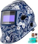ARCCAPTAIN Large Viewing Screen Welding Helmet, 1/1/1/1 Top Optical Clarity Auto Darkening Welding Hood, 4 Arc Sensor 1/25000s Response Time True Color Weld Hood Helmet HSH-S800 Flower