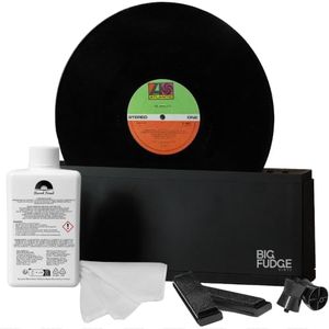 Big Fudge Vinyl Record Cleaning Kit for Vinyl Records - Includes Cleaning Machine & Vinyl Record Cleaning Care Solution - Microfiber Cloth & Rack for Record Player Accessories