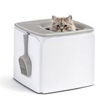 IRIS USA Premium Top Entry Cat Litter Box PRCL-SQ, White