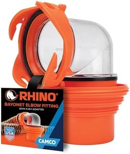 Camco RhinoFlex Clear RV Sewer Hose Elbow with 4-in-1 Adapter - Features a 360-Degree Fitting Rotation and Built-in Gasket for Odor-Tight Protection - Fits 4 Sizes of Dump Station Inlets (39736)