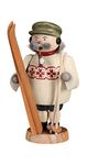 Seiffener Volkskunst German incense smoker skier, height 19 cm / 7 inch, original Erzgebirge