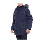 Rokka&Rolla Men's Warm Parka Jacket Winter Snow Coat with Detachable Faux Fur Hood, Night Sky, Small