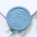 UNIQOOO Wax Seal Stickers - 3D Begonia Wedding Invitation Envelope Botanical Seal Stickers, 50 Pcs Self- Adhesive Dusty Blue Stickers, Perfect for Invitation, Christmas, Gift Wrapping, Party