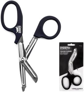 Madison Supply Medical Scissors, EMT and Trauma Shears - 7.5 Inch Premium Quality Stainless Steel Bandage Scissors - Fluoride-Coated with Non-Stick Blades - 1 Pack (Black/Stainless)