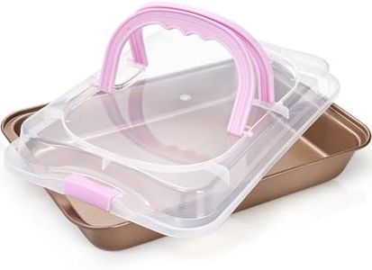 ZOOFOX Cake Pan with Lid, Non-Stick Baking Sheet for Oven, 9" x 13" Covered Rectangular Baking Pan for Cake, Lasagna, Brownie, Casserole, Cookie, Fish, Vegetable, Dishwasher Safe