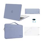 MOSISO Compatible with MacBook Air 13 inch Case 2022-2018 Release A2337 M1 A2179 A1932 Retina Display, Air 13.3 inch Plastic Hard Shell&Bag&Keyboard Skin&Webcam Cover&Screen Protector, Lavender Gray