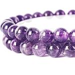 Anjpuy 6MM Natural Stone Beads Round Loose Beads Gemstone for Jewelry Making with Crystal Stretch Cord (Amethyst,63PCS)