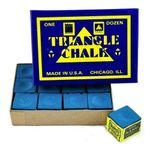 Global Sport Cue Chalk for Pool, Billiards, Snooker, 12 Pieces, Cube Shaped, Adds Friction, Prevents Misses Triangle Blue