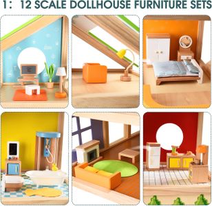 Hape All Season Wooden Dollhouse – Furnished Playset for Kids