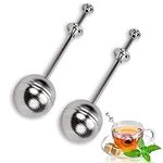 Tea Strainers for Loose Tea, 2 Pack Tea Strainer, Snap Ball Tea Strainer, Stainless Steel Tea Infuser, Long-Handle Mesh Spoon Tea Filter for Loose Leaf Teas and Mulling Spices, Seasonings