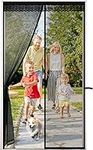 PureJoy Fly Screens for Doors 90x210cm Magnetic Screen Door with Lace and Powerful Magnets Seal, Durable Polyester Mesh, Full Frame Magic Tape, Heavy Duty Patio Insect Door Screen & Mosquito Screen