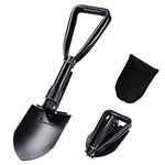 Military Folding Camping Shovel, Multifunctional Folding Spade Mini Trenching Shovel with Carrying Pouch for Survival Camping Outdoor