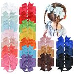 JOYOYO 40 Pcs Bow Bobbles for Girls and Toddlers Medium Size 3.5 Inch Ribbon Bows Pinwheel Bows, Hair Ribbons for Girls Bow Hair Band Girls Ponytail Bows