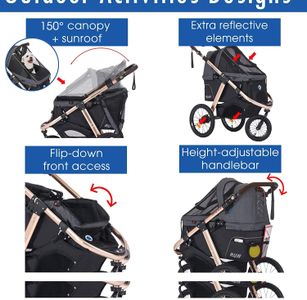 HPZ Pet Rover Jogging Stroller – Taupe, All-Terrain Pet Carrier