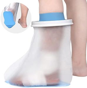 DNEOUXI Waterproof Foot Cover for Shower Adult, Foot Cast Covers with Non-Slip Padding Bottom, Watertight Ankle Foot Cast Protector for Surgery Bandage Dressing Wound, Reusable