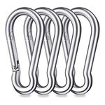 SIGNATRON Stainless Steel Spring Snap Hook Carabiner/Hook Swing Connector/Heavy Duty Multipurpose (Silver) - Pack of 4