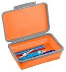 It's Academic Flexi Storage Box with Lid, Collapsible Pencil Case Design for Craft and School Supplies, Orange