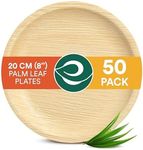 ECO SOUL Compostable 8 Inch Palm Leaf Round Plates (50 Count) Like Bamboo Plates | Biodegradable | Eco-Friendly, Microwave & Oven Safe