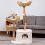 U-Moving 46" Natural Wood Cat Tree 