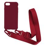 PuYu Zhe Case Compatible with iPhone 6Plus/7Plus/8Plus Crossbody Case Silicone Soft Matte,Cover TPU Shell Adjustable Neck Cord Strap Stylish Shockproof Case,Lanyard Case-Wine Red