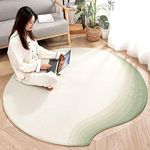 XAMIO Lambswool Velvet Bedroom Carpet，Thick Fluffy Round Absorbent Non Slip Back Soft Plush Floor Rug，for Living Room Sofa Coffee Table Foot Mats (Color : Green)