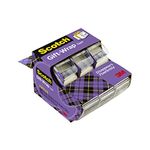 Scotch Gift Wrap Tape, Invisible, Holiday Gift Wrapping Supplies for Christmas Presents and Gift Bags, 19mm Wide X 7.62m, 3 Rolls in Dispensers