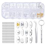 YUHENGCT Eyeglass Repair Kit with Screws, Push-in Eyeglass Nose Pads, Anti-Slip Nose Piece for Eye Glasses Sunglasses with Precision Screwdriver Set, Screws, Tweezer for Travel