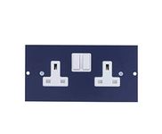 Schneider Electric - 3 compartment floorboxes - pre-wired Twin switched socket outlet - dual earth - Cable Management Systems Compatible with 3 compartment floor outlet box - 13A, Blue - INS55301